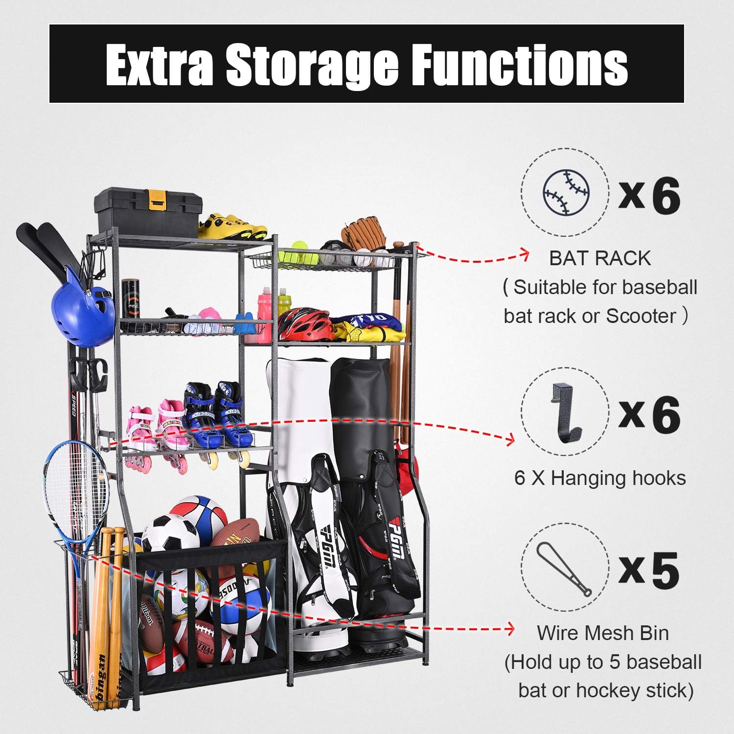 Garage Sports Equipment Storag - Golf Equipment Garage Organizer 评论和价格