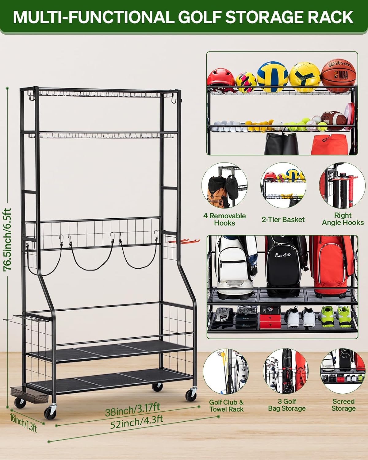 Golf Bag Storage Organizer Rac - Golf Equipment Garage Organizer 评论和价格