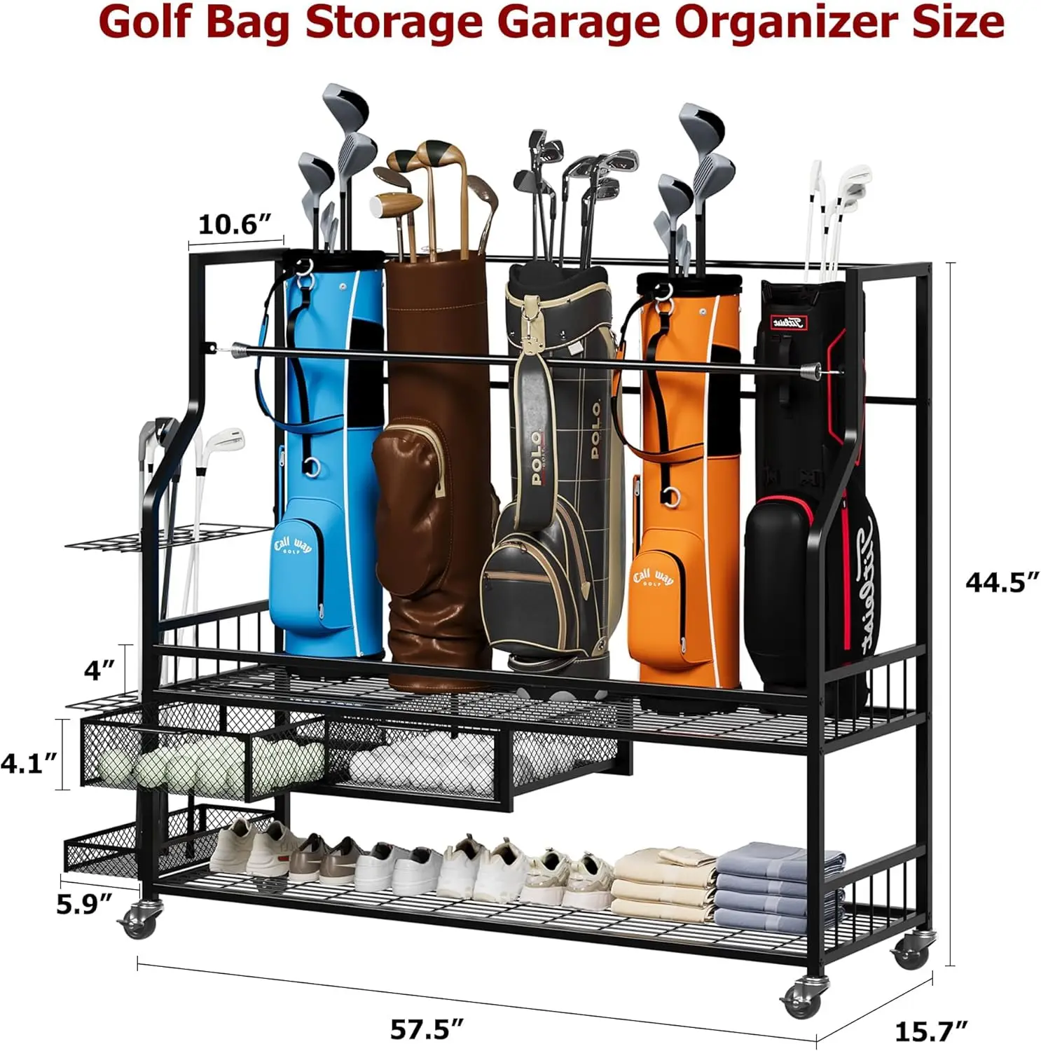 Multifunctional Rolling Golf B - Golf Equipment Garage Organizer 评论和价格