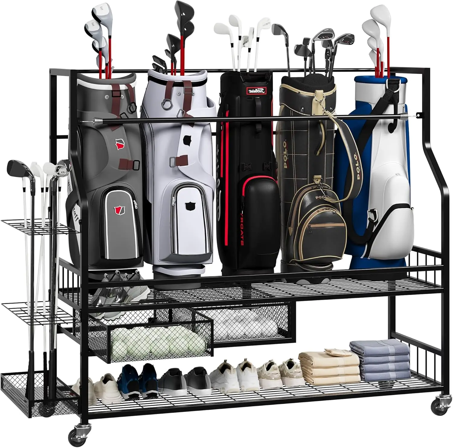 Multifunctional Rolling Golf B - Golf Equipment Garage Organizer 评论和价格